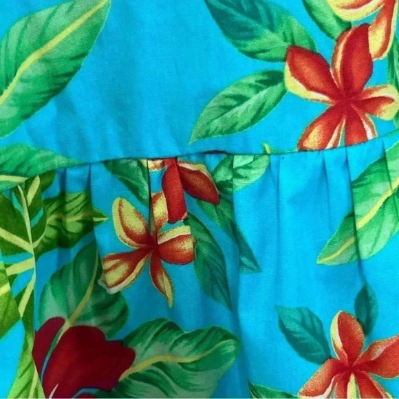 Wave‎ Shoppe Mid-Calf Turquoise Floral Kaftan Dress Sz M - Picture 9 of 16